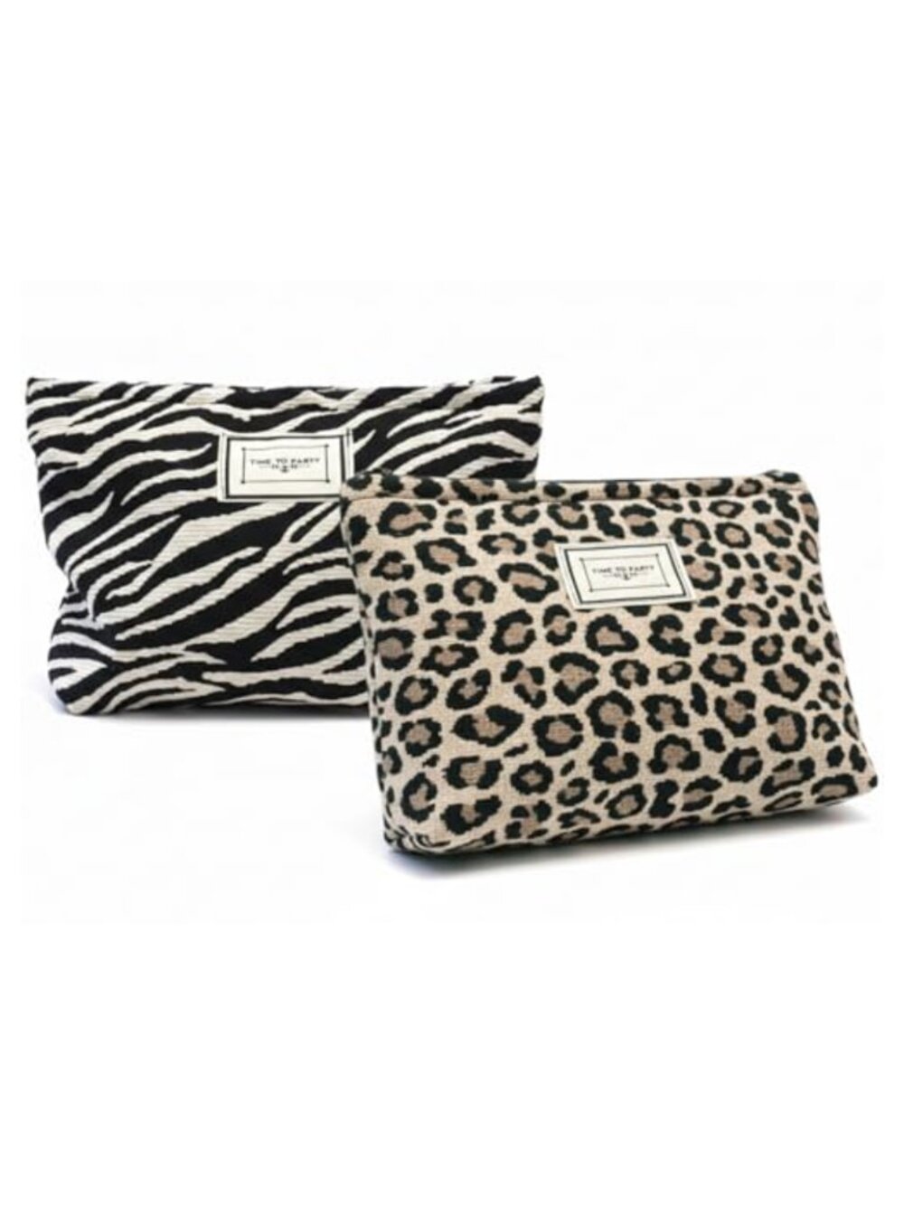 2 Pack Makeup Bag Travel Cosmetic Pouch Zebra Leopard Print Zipper Organizer